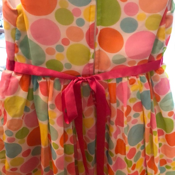 Bright polka dot poly chiffon lined party dress - Picture 5 of 5